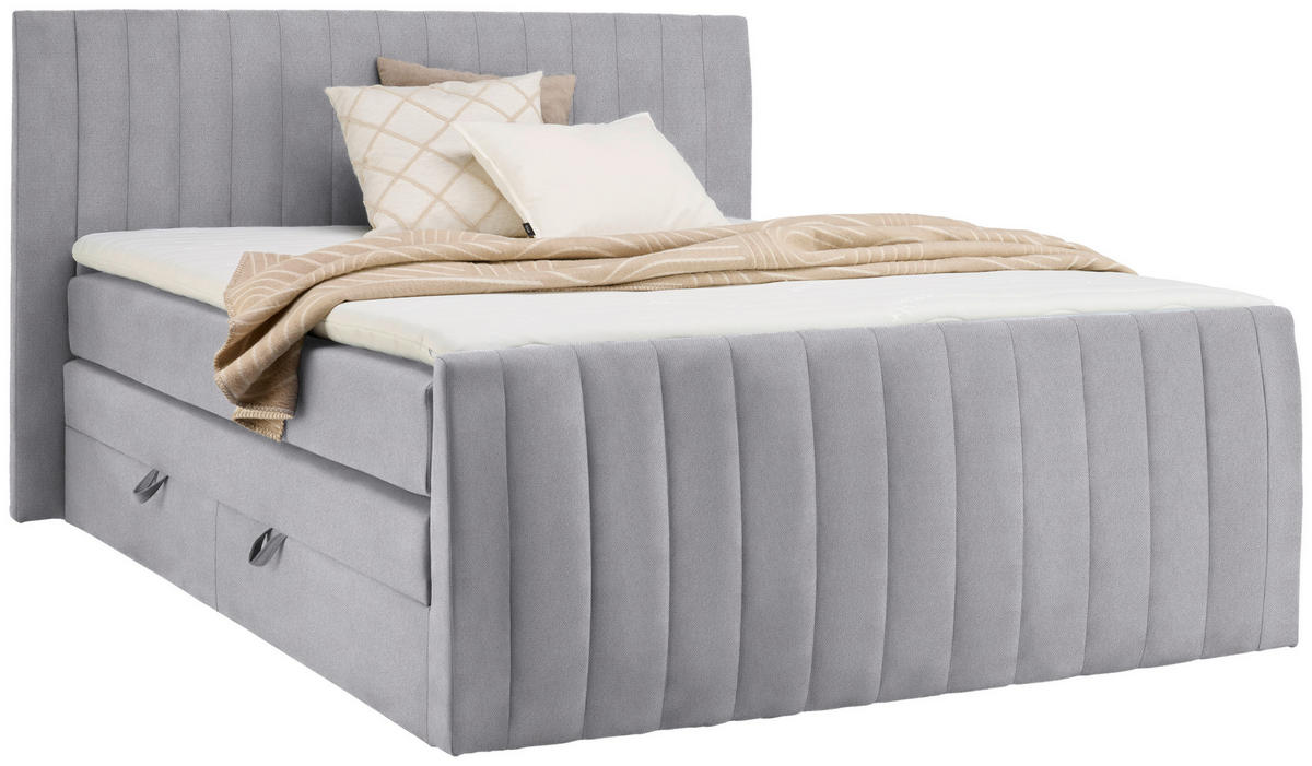 BOXSPRINGBETT 180/200 cm  in Grau  - Schwarz/Grau, Konventionell, Kunststoff/Textil (180/200cm) - Carryhome