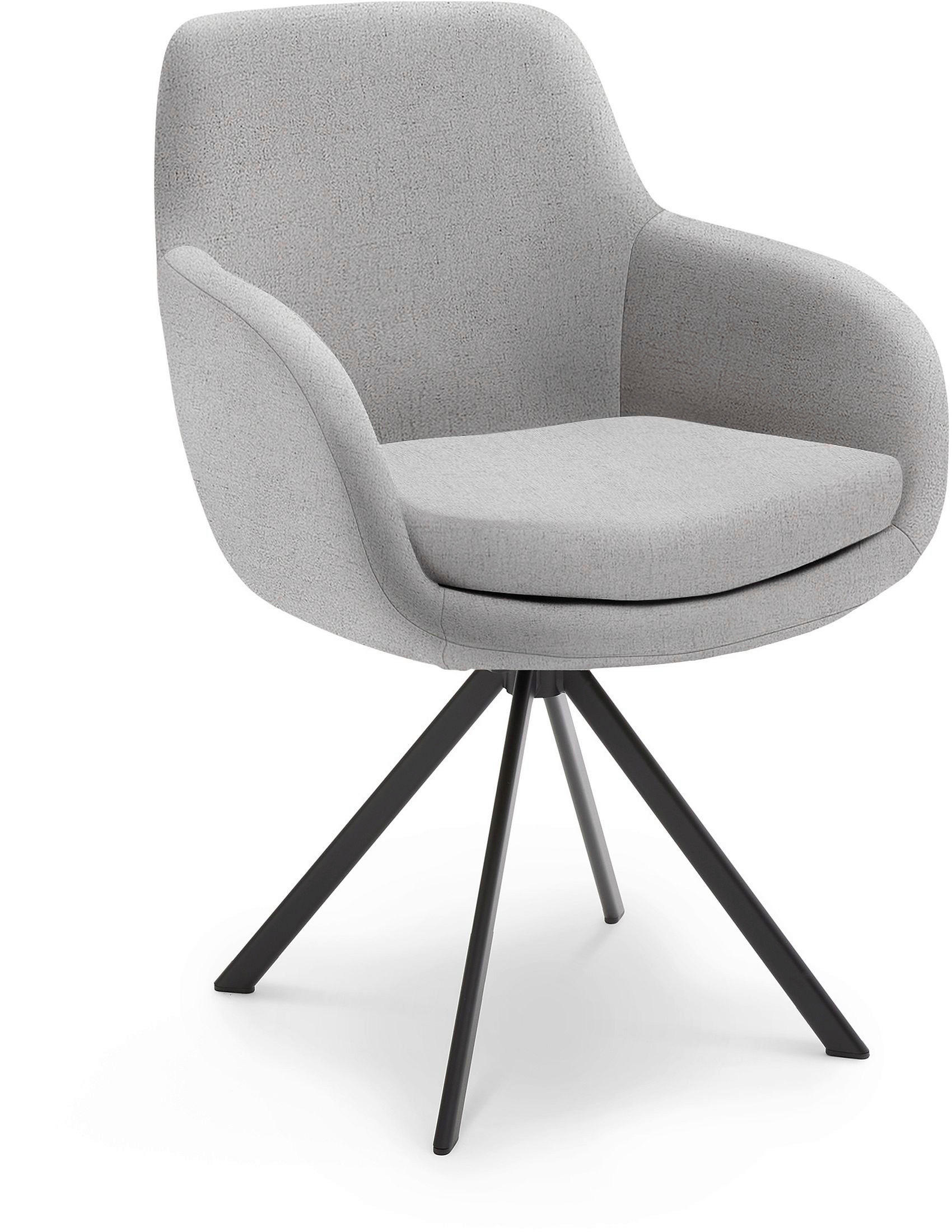 ARMLEHNSTUHL  in Eisen Flachgewebe  - Hellgrau/Schwarz, Design, Textil/Metall (62/86/66cm) - Musterring