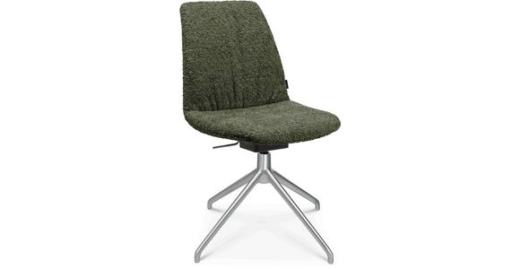 STUHL in Aluminium Bouclé Metall, Textil - Dunkelgrün/Alufarben, Design, Textil/Metall (46/81,5-84,5/55cm) - Johann Jakob