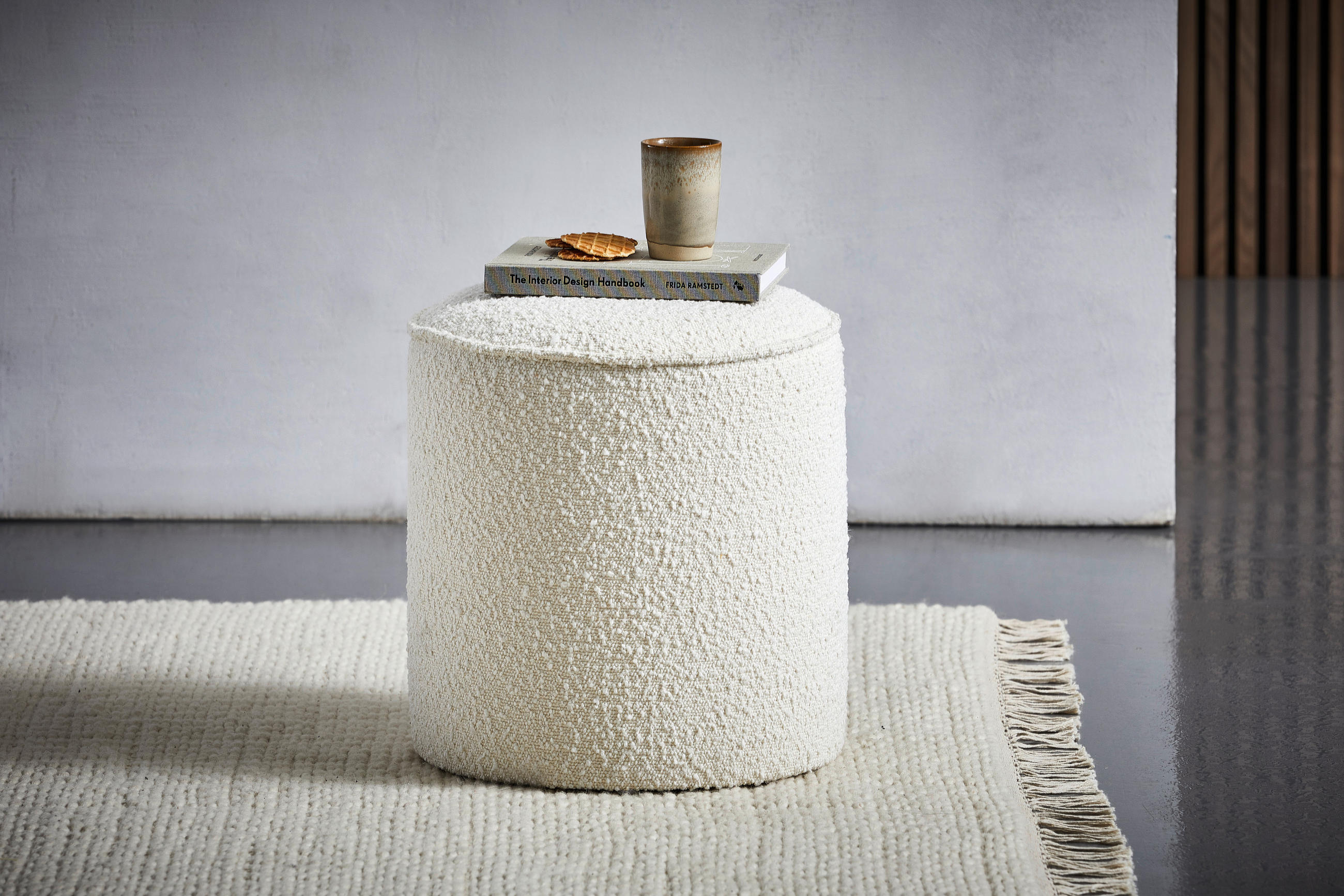 HOCKER Bouclé Weiß  - Weiß, Trend, Textil (40/40/40cm) - Xora