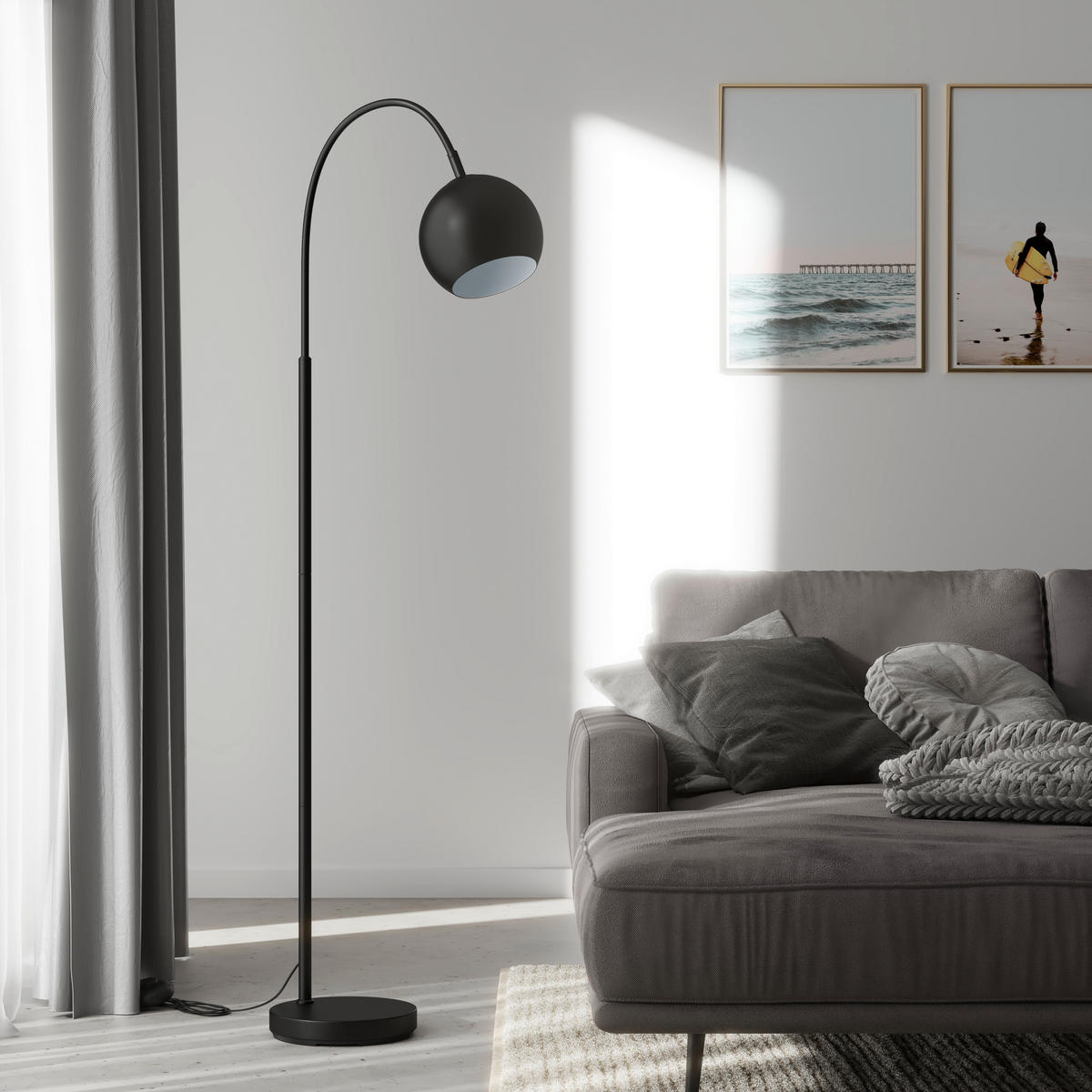 ÁLLÓLÁMPA - fekete, Basics, műanyag/fém (46/25/150cm)