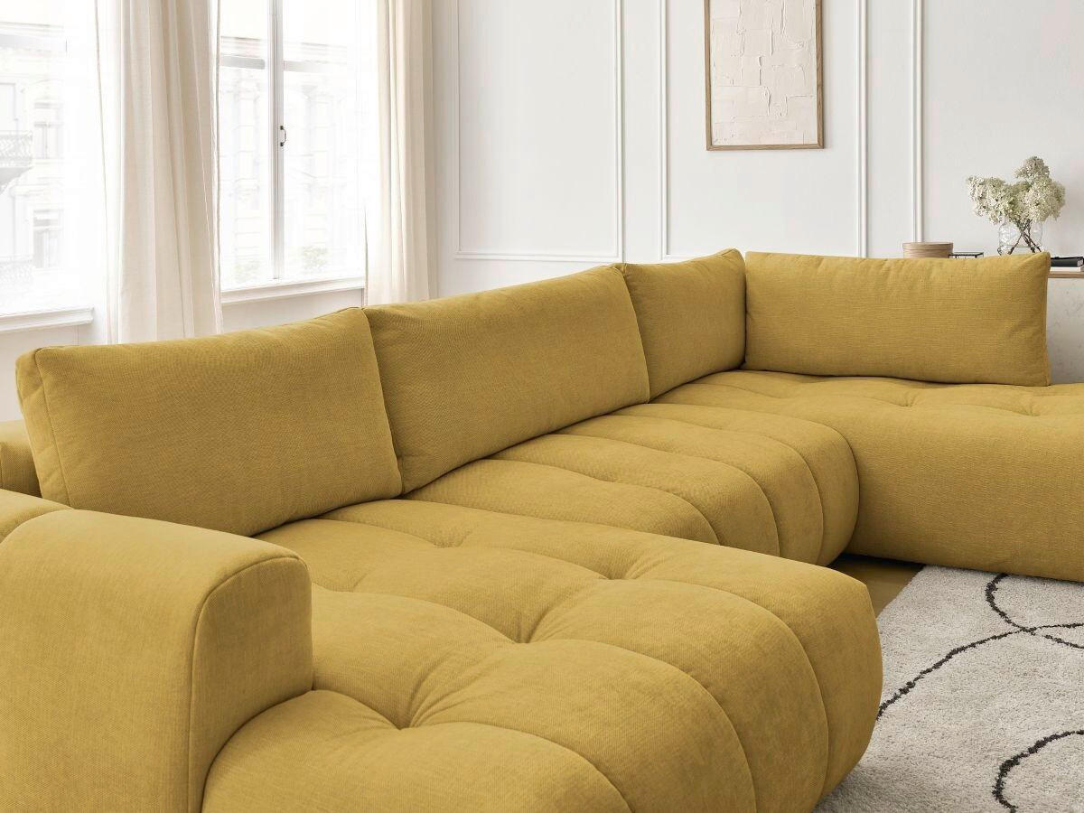 WOHNLANDSCHAFT  FUJI  Gelb Leinenoptik  - Gelb/Schwarz, MODERN, Kunststoff/Textil (160/377/204cm)