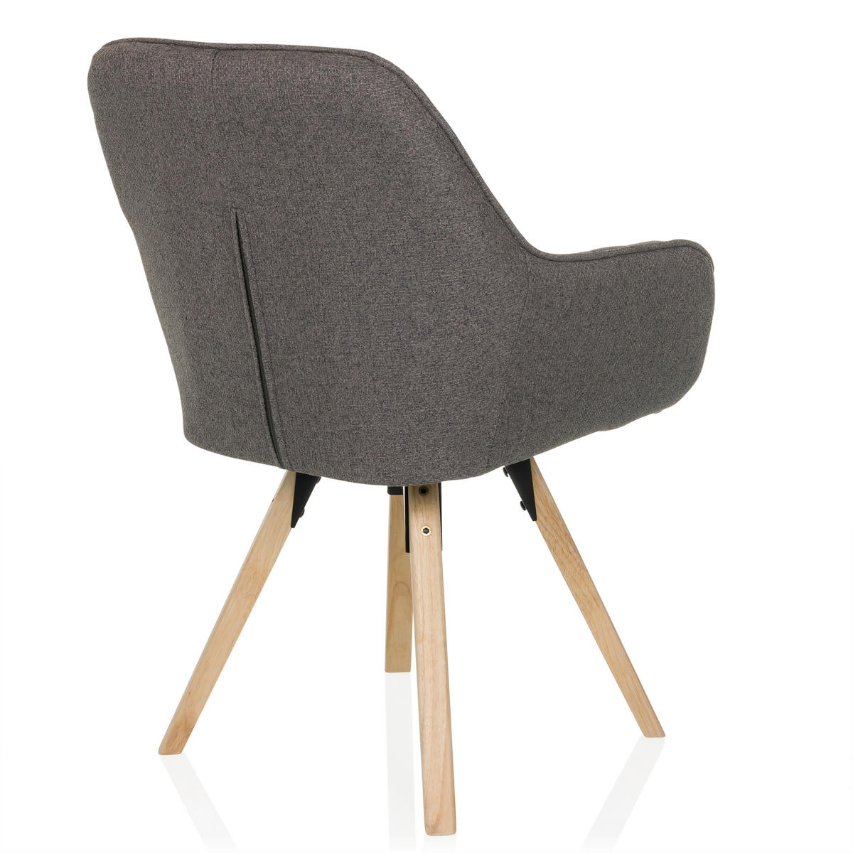 STOL MED ARMSTÖD flatväv  - mörkgrå/bokfärgad, Modern, trä/textil (56/84/62cm) - MID.YOU