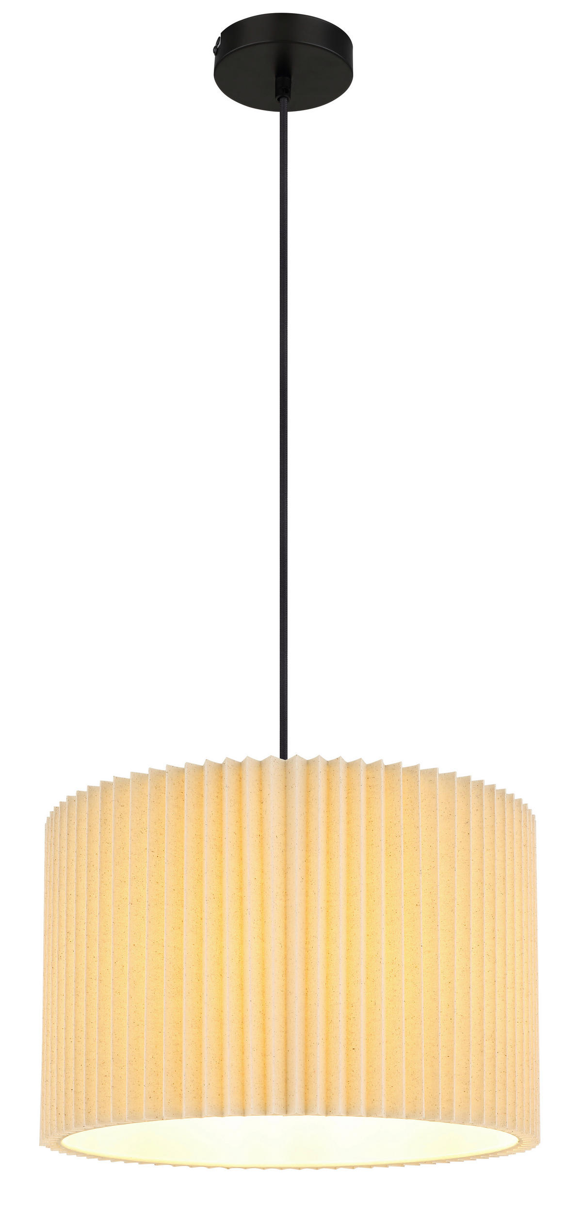 HÄNGELEUCHTE 38/120 cm    - Schwarz/Naturfarben, Basics, Textil/Metall (38/120cm) - Globo