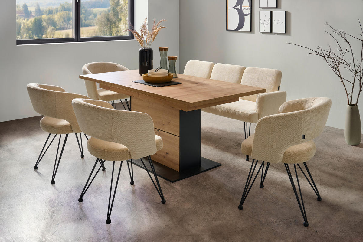 ESSTISCH in Holzwerkstoff 180-230/90/77 cm  - Schwarz/Eiche Artisan, Design, Holzwerkstoff (180-230/90/77cm) - Hom`in