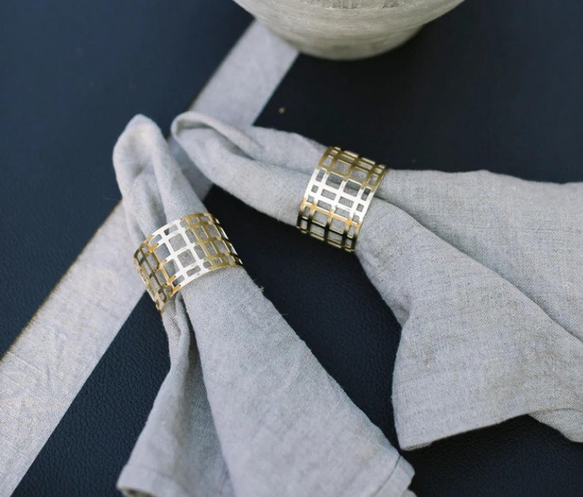 SERVETTRING SET    - mässingsfärgad, Design, metall (5/3/3cm) - Dorre