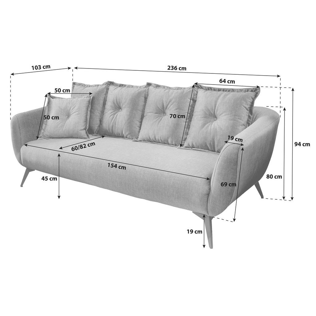 Thumbnail - Livetastic 3-Sitzer-Sofa, Blau, Mehrfarbig, Textil, Buche, massiv, Uni, Füllung: Schaumstoff, 236x94x103 cm, AZO-frei, M...