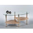 COUCHTISCH oval Sonoma Eiche - Edelstahlfarben/Sonoma Eiche, Design, Glas (90/55/42cm) - Carryhome