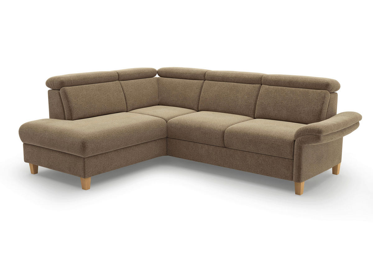 ECKSOFA GLENDALE E Hellbraun Flachgewebe  - Hellbraun/Eichefarben, KONVENTIONELL, Holz/Textil (193/247cm) - Sit & More