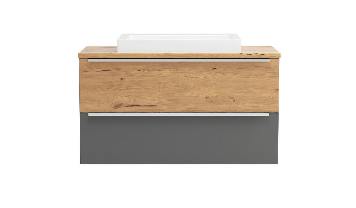 WASCHTISCHKOMBI  - Wildeiche/Edelstahlfarben, Trend, Holzwerkstoff/Stein (100/63/47cm) - Held