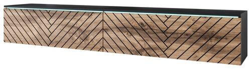 LOWBOARD 180/30/33 cm  - Eiche Wotan/Schwarz, Basics, Holzwerkstoff/Kunststoff (180/30/33cm) - P & B