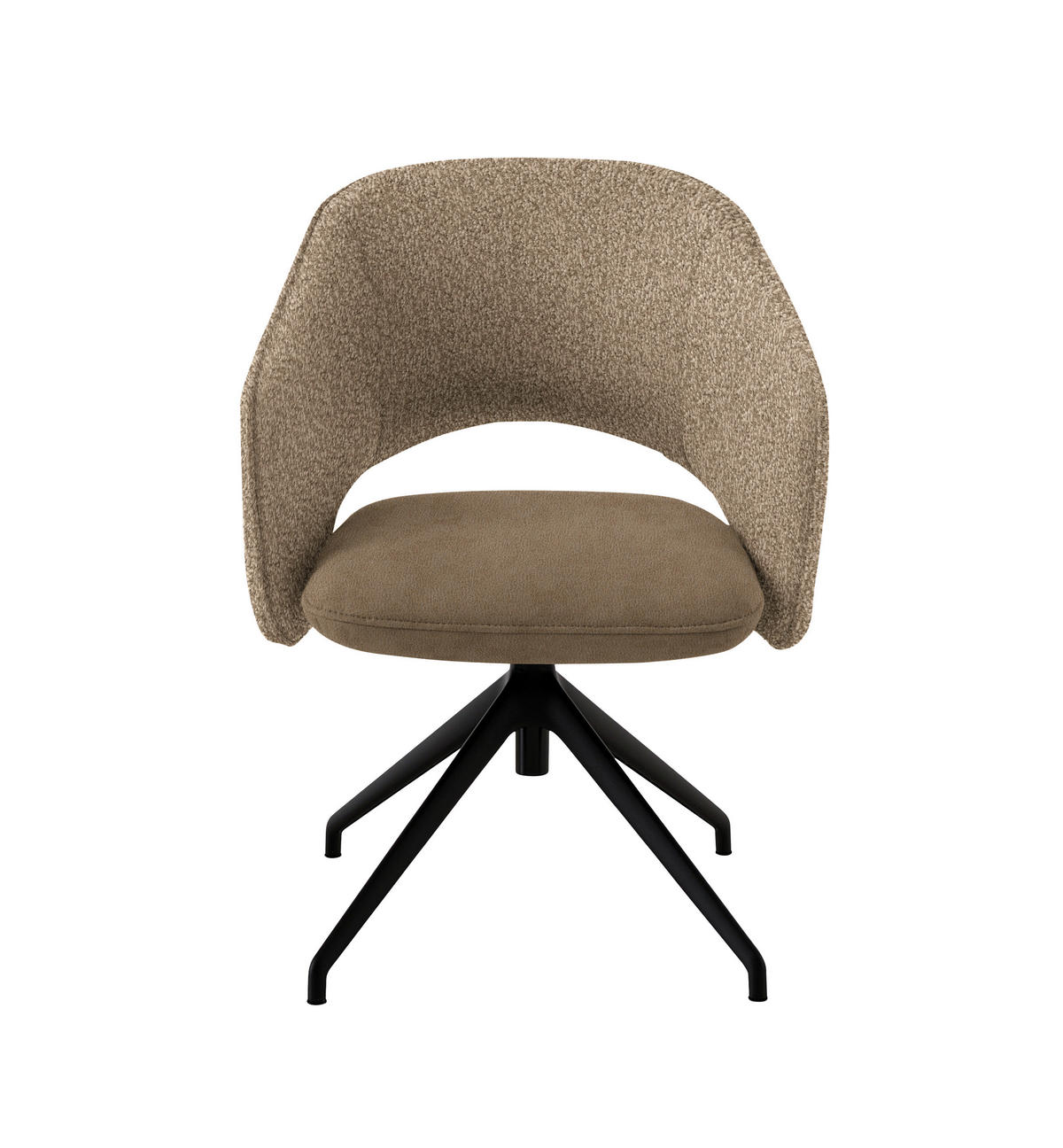 ARMLEHNSTUHL  Stoffauswahl, Wippfunktion, Sitzfläche 360° drehbar, gepolsterte Armlehnen Flachgewebe  - Hellbraun/Schwarz, Design, Textil/Metall (63/74-90/57-73cm) - Koinor