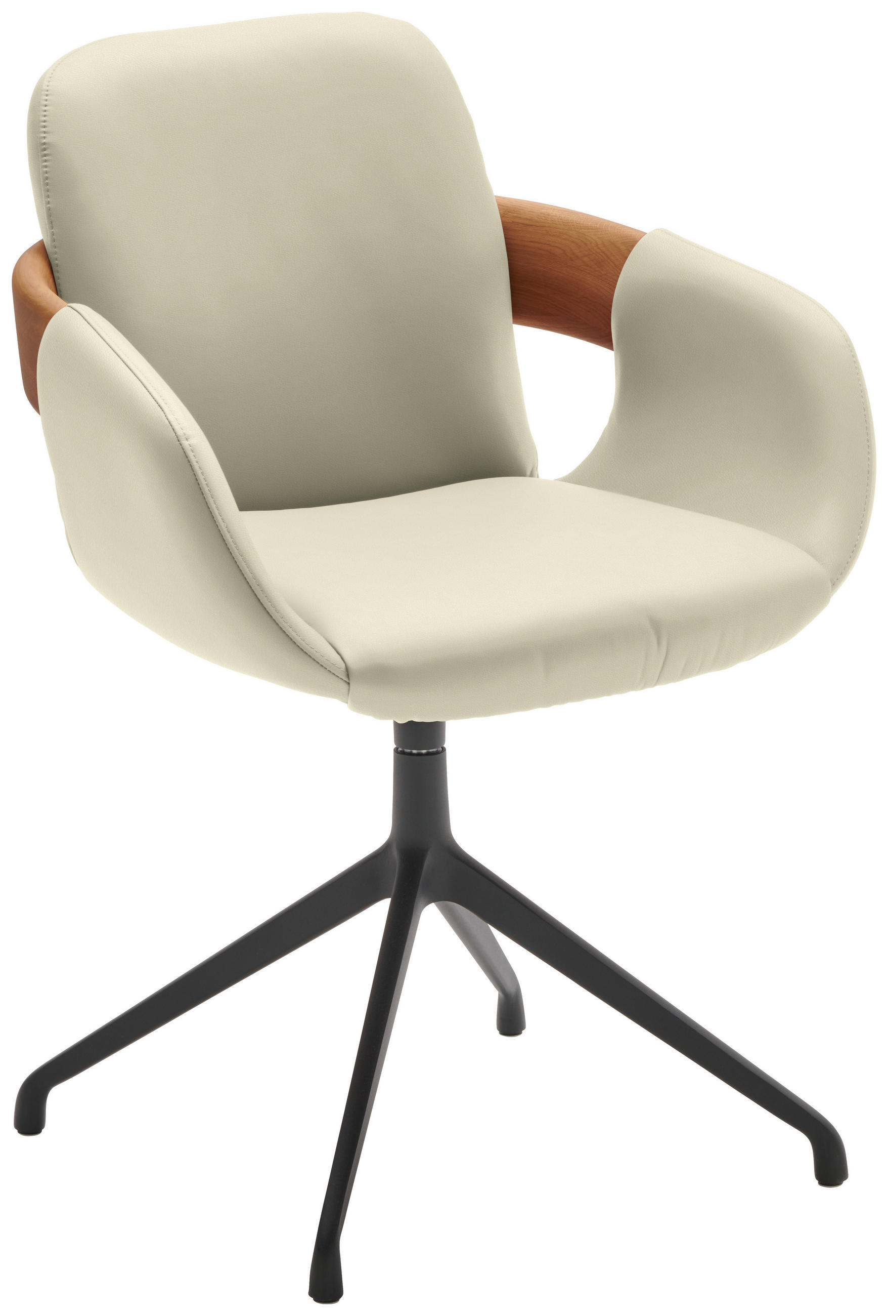 ARMLEHNSTUHL  Lederauswahl, Stoffauswahl, Typenauswahl, Sitzfläche 360° drehbar  Echtleder  - Eichefarben/Cognac, Natur, Leder/Holz (60/86/60cm) - Valnatura