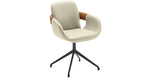 ARMLEHNSTUHL  Lederauswahl, Stoffauswahl, Typenauswahl, Sitzfläche 360° drehbar  Echtleder  - Eichefarben/Cognac, Natur, Leder/Holz (60/86/60cm) - Valnatura