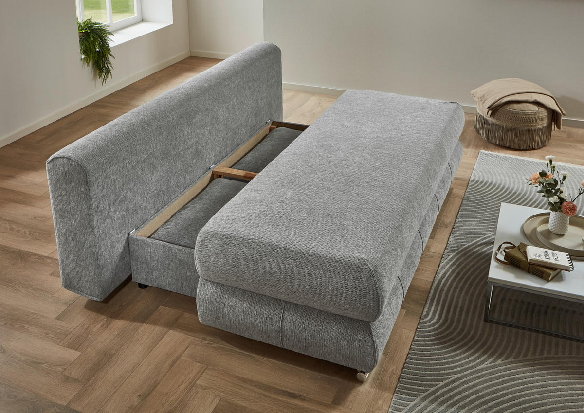SCHLAFSOFA Webstoff Grau  - Edelstahlfarben/Grau, KONVENTIONELL, Textil/Metall (199/95/97cm) - Carryhome