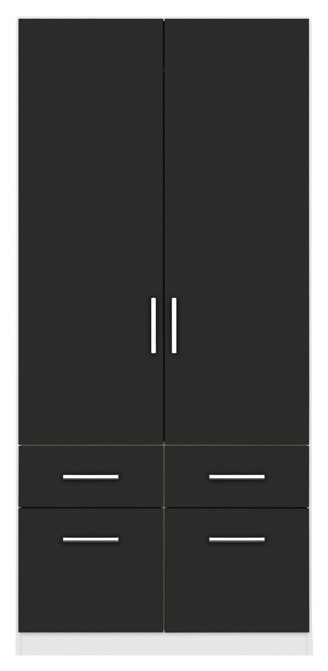 DREHTÜRENSCHRANK in Weiss, Grau  - Chromfarben/Weiss, Modern, Holzwerkstoff/Kunststoff (91/210/54cm) - Rauch Möbel