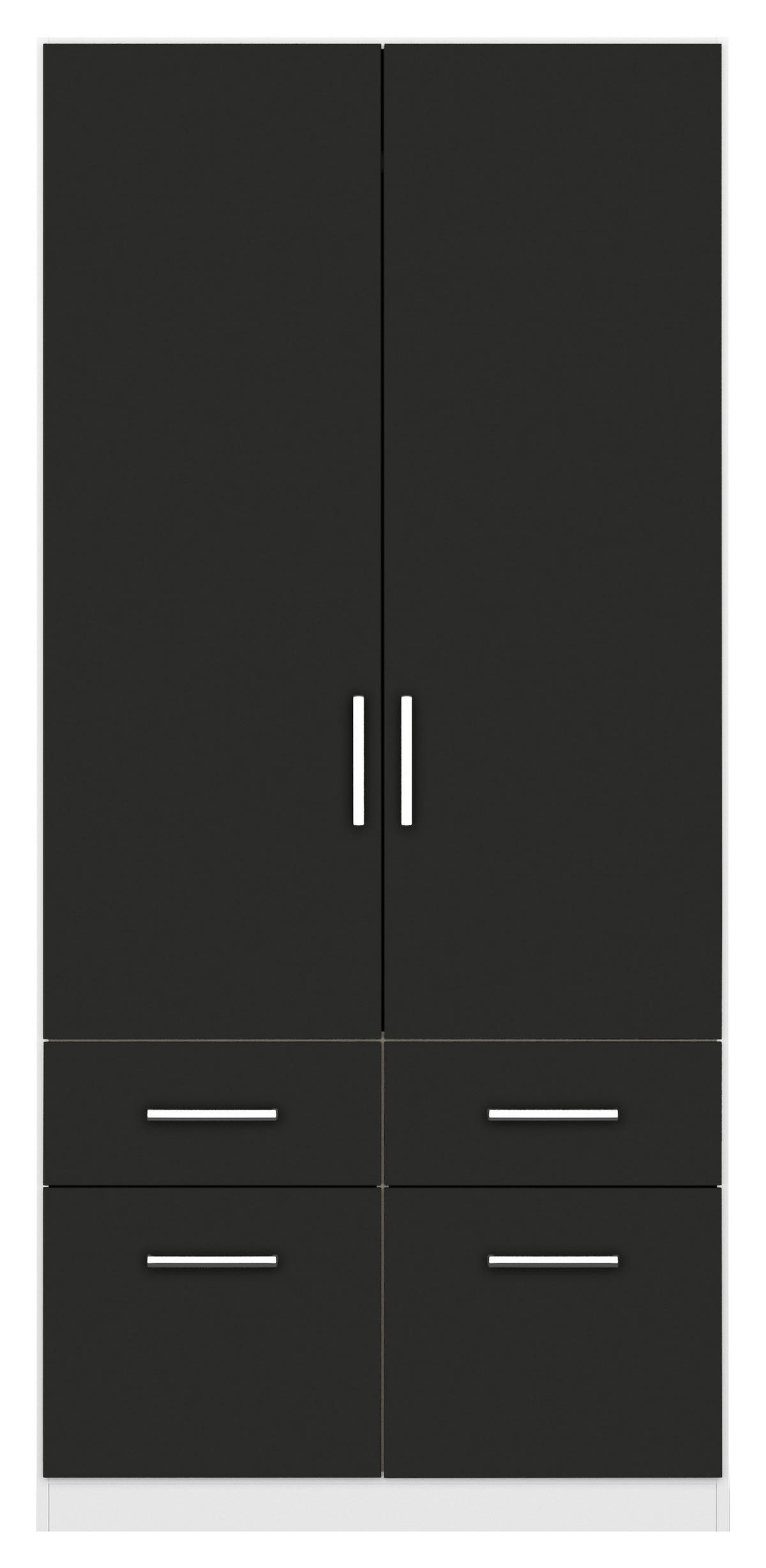 DREHTÜRENSCHRANK in Weiss, Grau  - Chromfarben/Weiss, Modern, Holzwerkstoff/Kunststoff (91/210/54cm) - Rauch Möbel