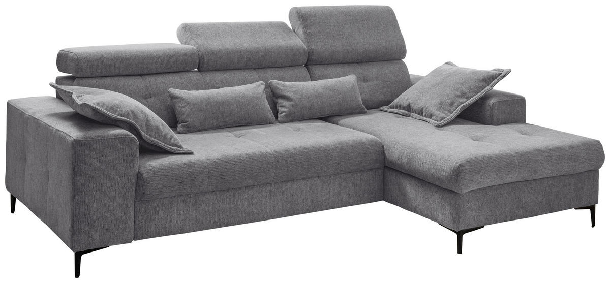 ECKSOFA Chenille Dunkelgrau  - Dunkelgrau/Schwarz, Basics, Textil/Metall (270/186cm) - Livetastic