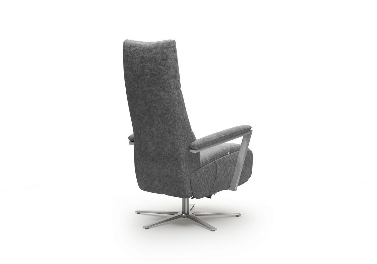 RELAXSESSEL TV VARIO COMFORT E S1 Chenille Kopfteilverstellung, Rücken echt    - Silberfarben/Grau, Basics, Textil/Metall (70/124/85cm) - Sit & More