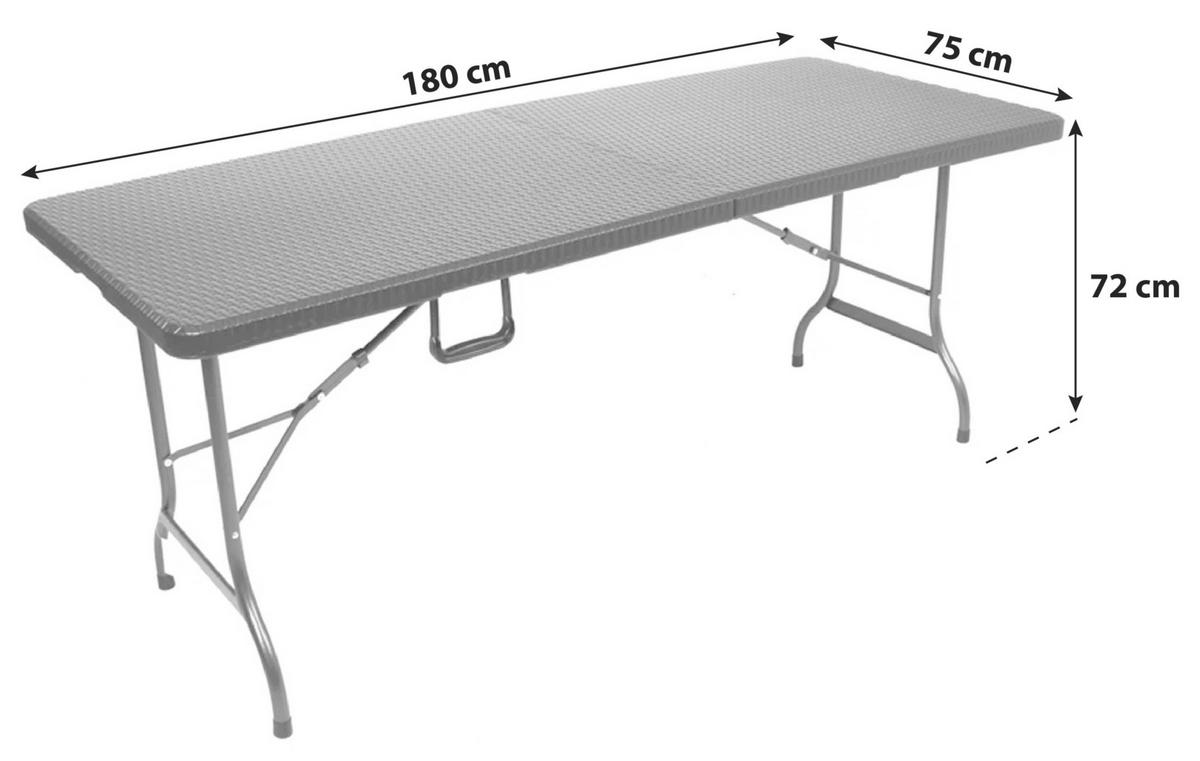 GARTENKLAPPTISCH 180/75/72 cm Metall, Kunststoff rechteckig  - Schwarz, Basics, Kunststoff/Metall (180/75/72cm) - Gardenson