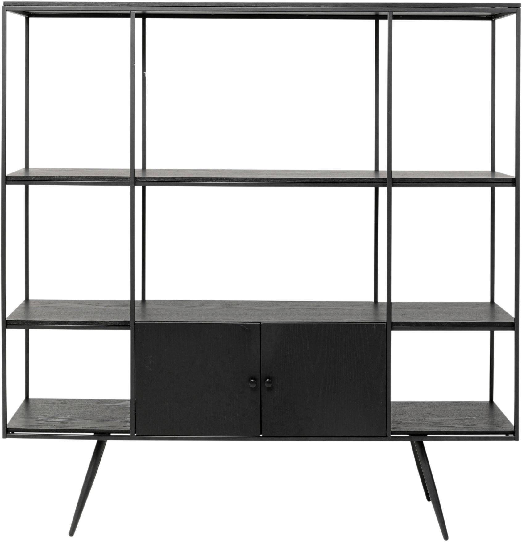 STANDREGAL Eiche furniert Schwarz  - Schwarz, KONVENTIONELL, Holz/Metall (180/183/45cm) - Kare-Design