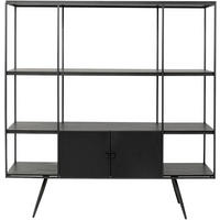 STANDREGAL Eiche furniert Schwarz  - Schwarz, KONVENTIONELL, Holz/Metall (180/183/45cm) - Kare-Design