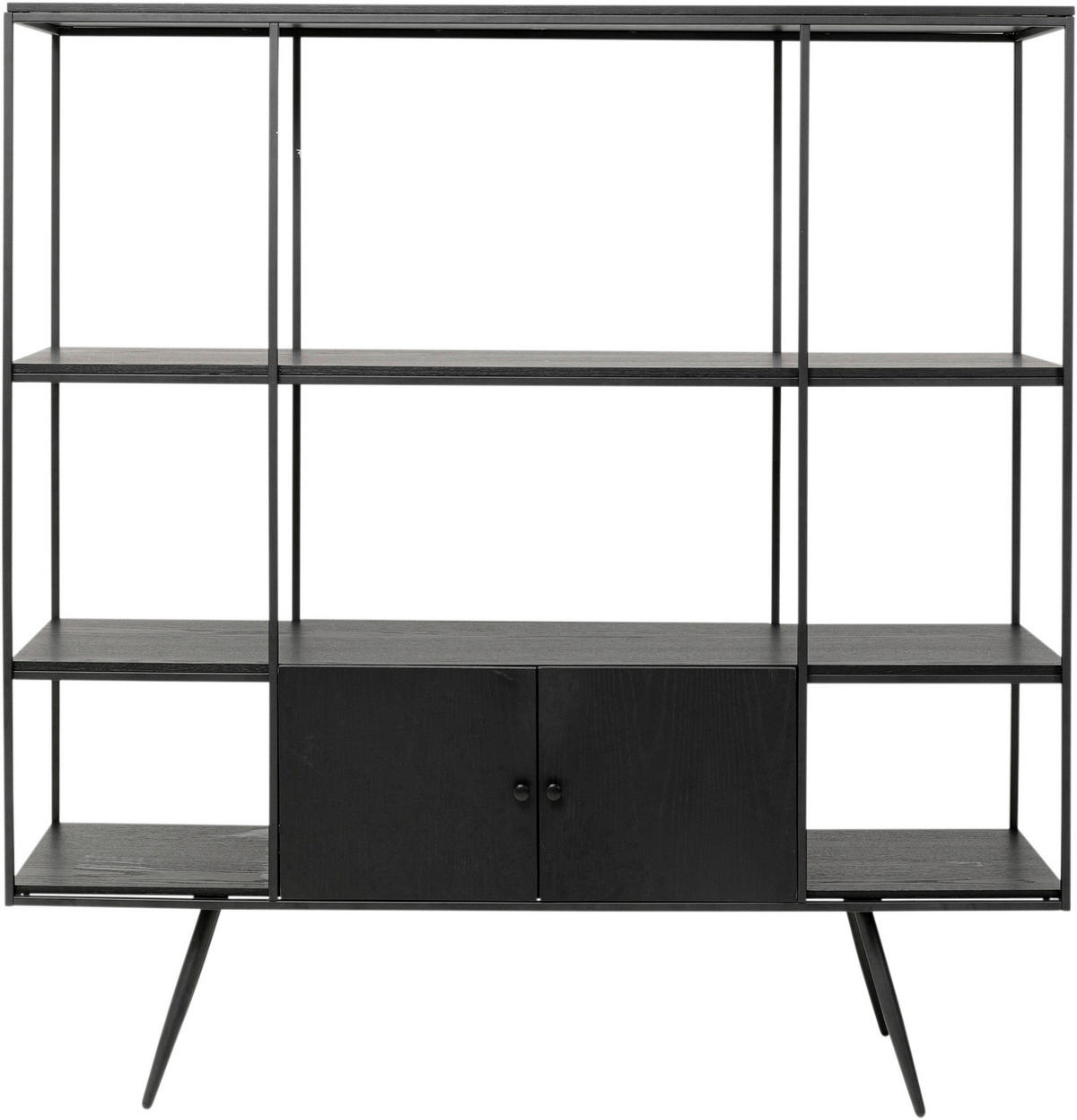 STANDREGAL Eiche furniert Schwarz  - Schwarz, KONVENTIONELL, Holz/Metall (180/183/45cm) - Kare-Design