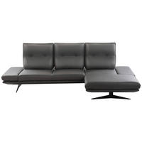 ECKSOFA  in Echtleder Dunkelgrau  291/180 cm  - Dunkelgrau/Schwarz, Design, Leder/Metall (291/180cm) - Celina Home