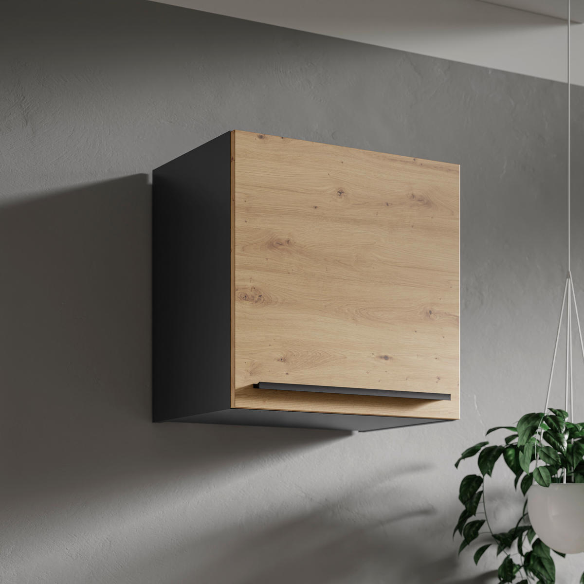 KÜCHENOBERSCHRANK 50/50/33 cm  in Anthrazit, Eiche Artisan  - Anthrazit/Schwarz, Design, Holzwerkstoff/Kunststoff (50/50/33cm) - MID.YOU