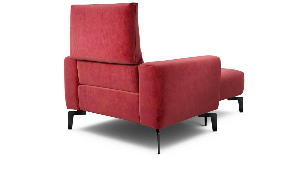 Sessel inkl. Hocker in Samt Rot  - Rot/Schwarz, Design, Textil/Metall (110/85/86-94cm) - SENSOO
