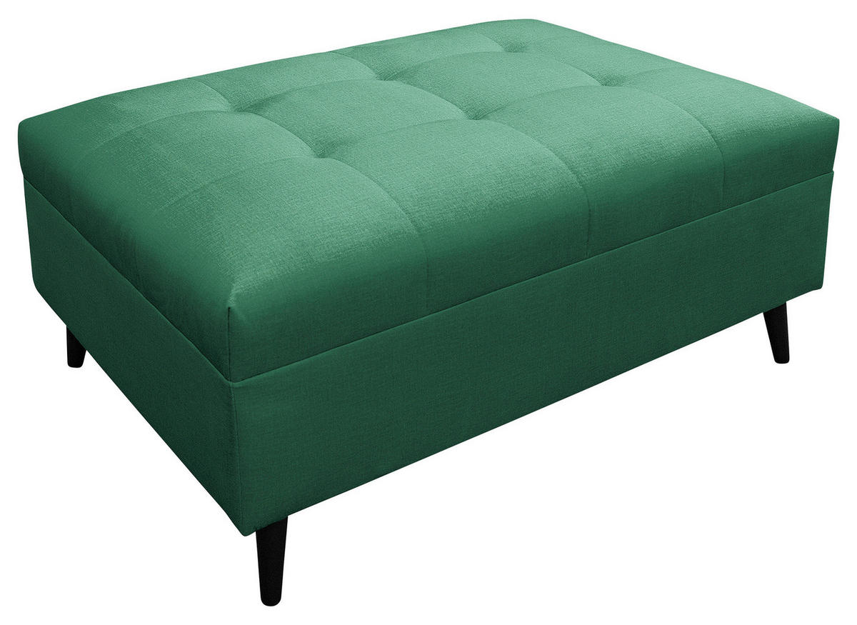 Ecksofa inkl. Hocker in Mikrofaser Grün  - Schwarz/Grün, Design, Holz/Textil (247/174cm) - MID.YOU