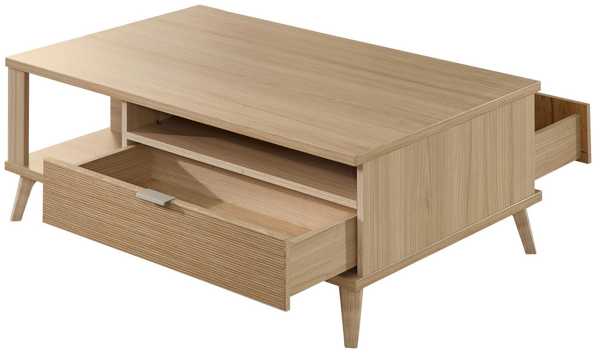 COUCHTISCH in Holzwerkstoff 110/65/40 cm  - Eichefarben/Silberfarben, Modern, Holzwerkstoff/Metall (110/65/40cm) - Stylife