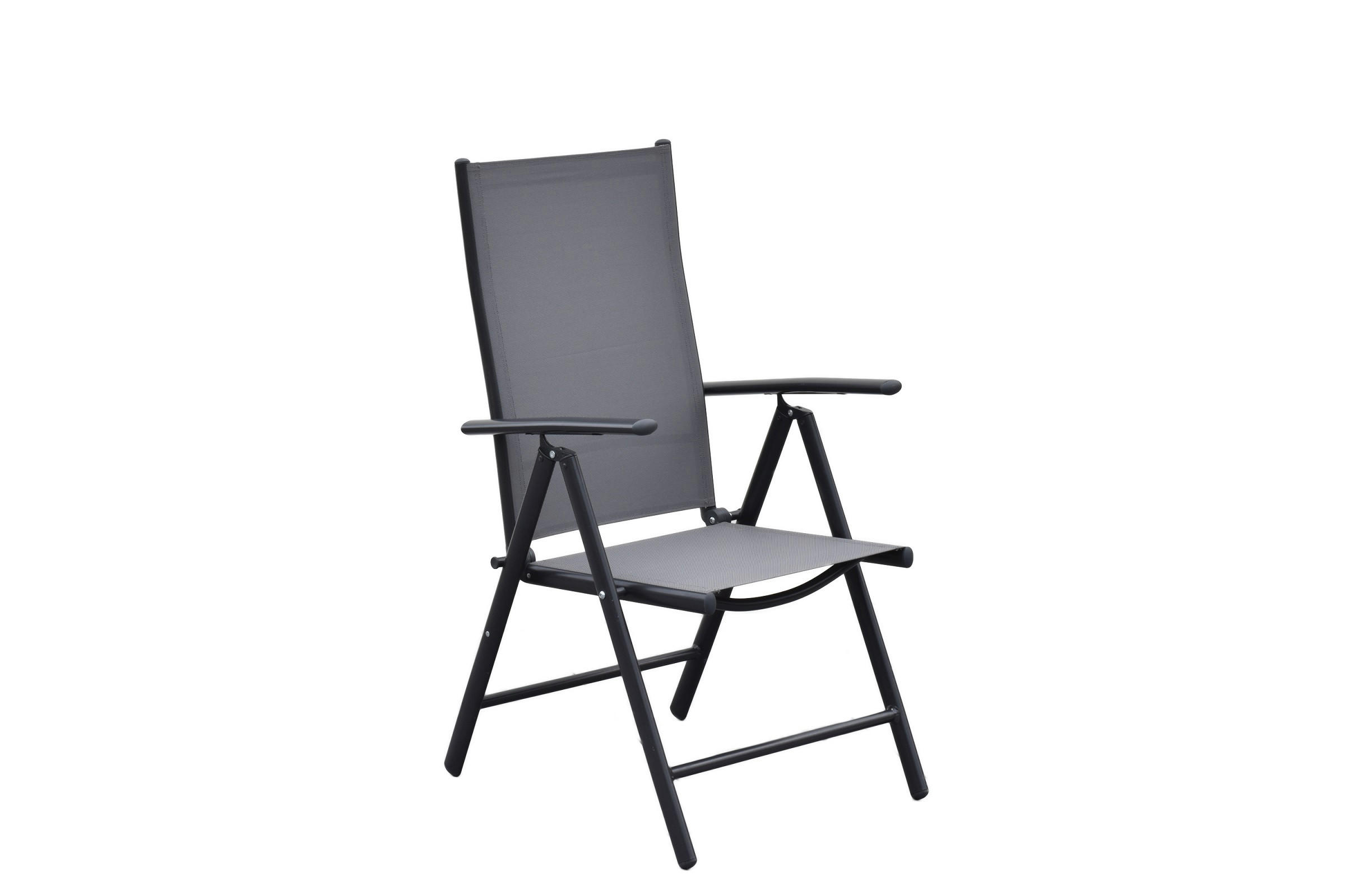 GARTENKLAPPSESSEL-SET Aluminium Grau  - Graphitfarben/Grau, MODERN, Textil/Metall (57/108/65cm) - Gardenson