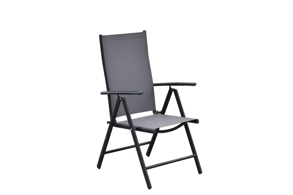GARTENKLAPPSESSEL-SET Aluminium Grau  - Graphitfarben/Grau, MODERN, Textil/Metall (57/108/65cm) - Gardenson