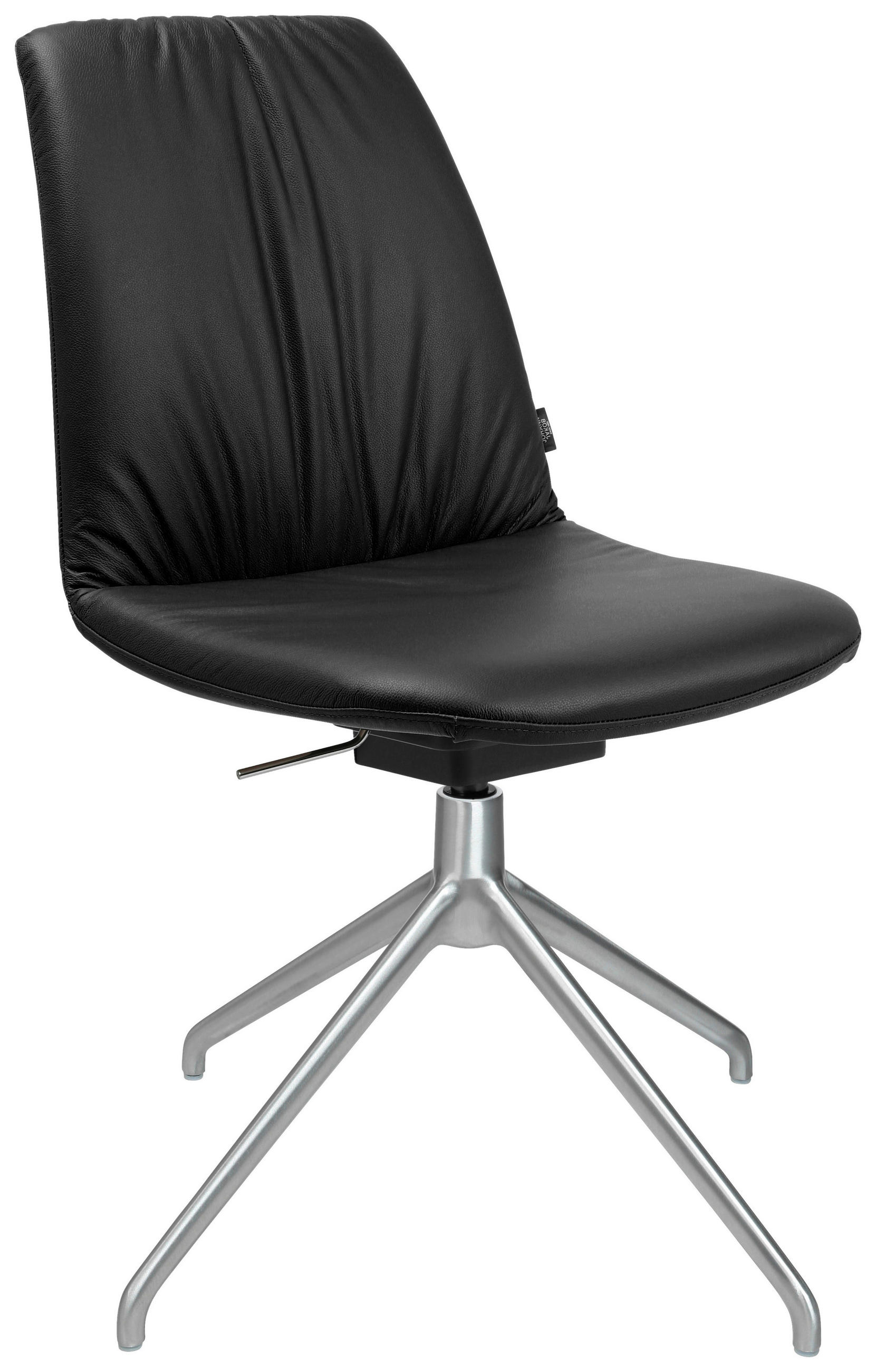 STUHL Echtleder Schwarz, Alufarben  - Schwarz/Alufarben, Design, Leder/Metall (46/81,5-84,5/55cm) - Johann Jakob