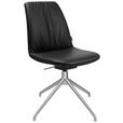 STUHL  in Aluminium Echtleder pigmentiert Metall, Leder  - Schwarz/Alufarben, Design, Leder/Metall (46/81,5-84,5/55cm) - Johann Jakob