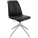STUHL  in Aluminium Echtleder pigmentiert Metall, Leder  - Schwarz/Alufarben, Design, Leder/Metall (46/81,5-84,5/55cm) - Johann Jakob