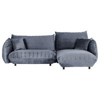 HÖRNSOFFA i plysch blågrå  - blågrå/svart, Klassisk, textil/plast (270/170cm) - MID.YOU