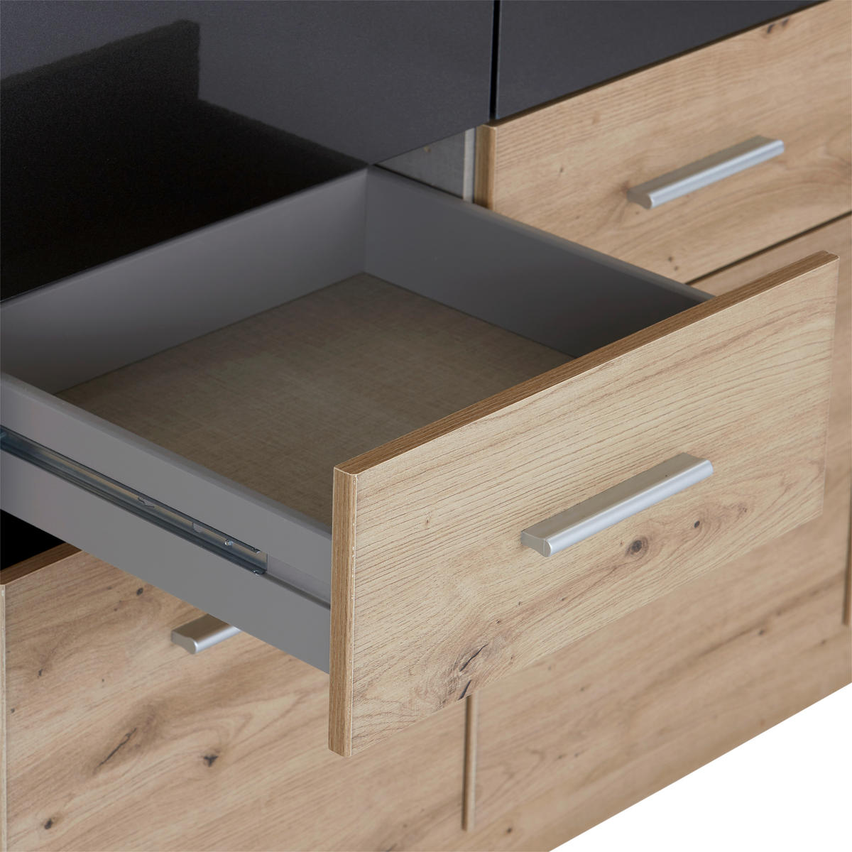 KLEIDERSCHRANK in Dunkelgrau, Eiche Artisan  - Dunkelgrau/Silberfarben, Design, Holzwerkstoff/Kunststoff (181/197/54cm) - Carryhome