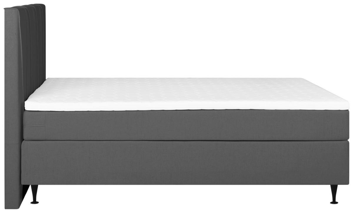 BOXSPRING-ÁGY 160/200 cm  grafitszürke  - grafitszürke/fekete, Modern, textil (160/200cm) - MID.YOU