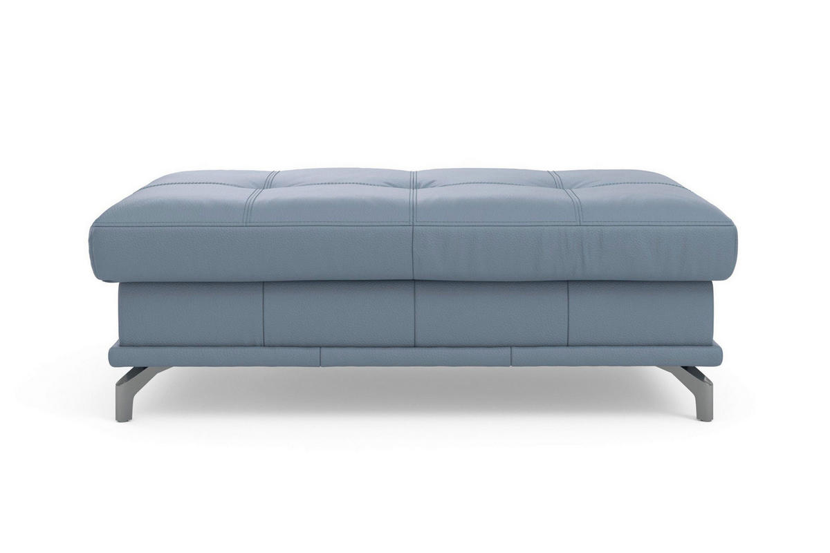 HOCKER COSTELLO E Echtleder Graublau  - Graublau/Schwarz, Basics, Leder/Metall (133/47/72cm) - Sit & More