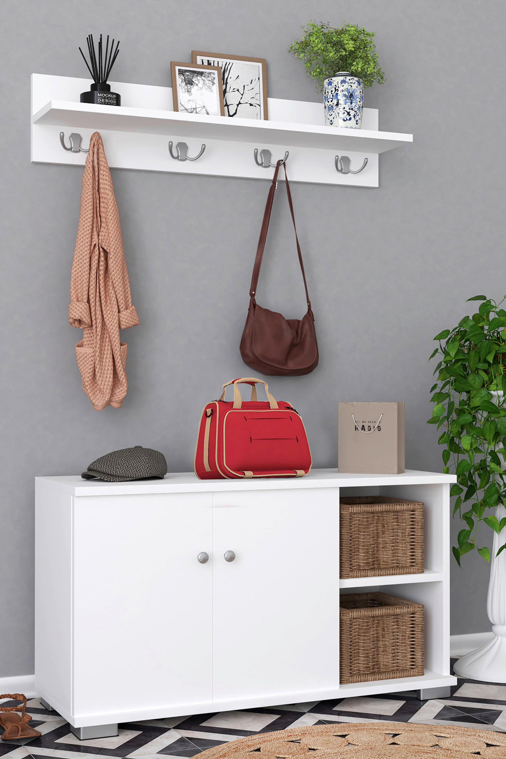 GARDEROBE 2-teilig  in 90/82/33 cm  - Weiß, MODERN, Holzwerkstoff (90/82/33cm) - MID.YOU