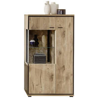 VITRINE in Schwarz, Eichefarben  - Eichefarben/Schwarz, Konventionell, Glas/Holzwerkstoff (80/144/40cm) - Livetastic