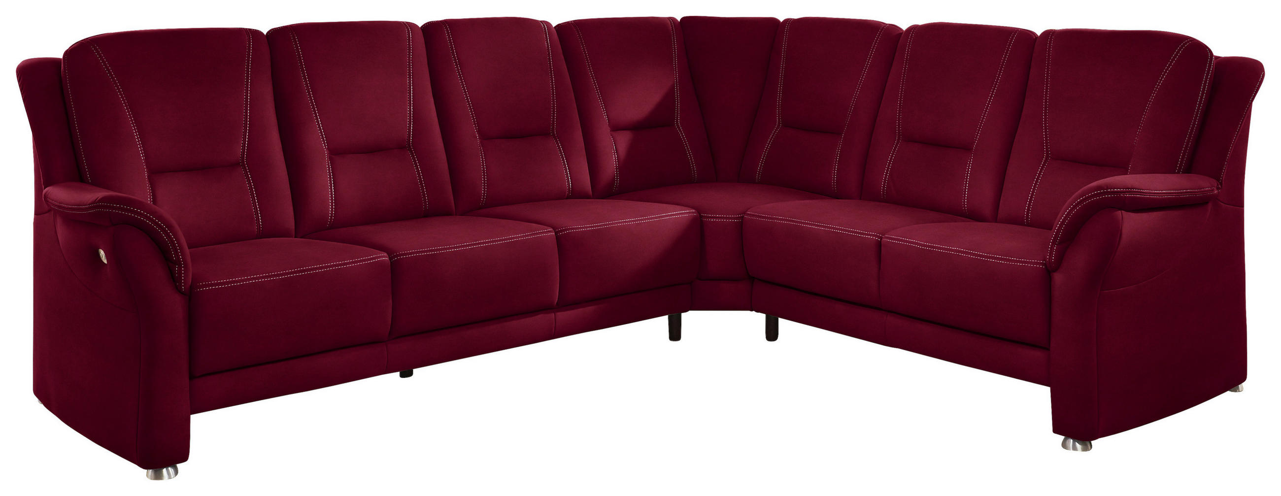 ECKSOFA in Mikrofaser Rot  - Beige/Rot, Konventionell, Textil/Metall (275/223cm) - Beldomo Comfort