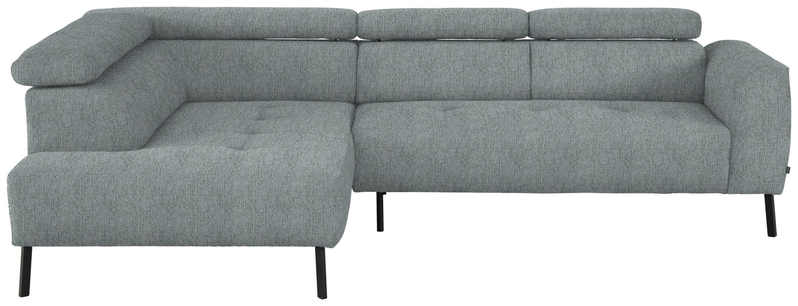 ECKSOFA in Webstoff Grau  205/280 cm  - Schwarz/Grau, Design, Textil/Metall (205/280cm) - Xora