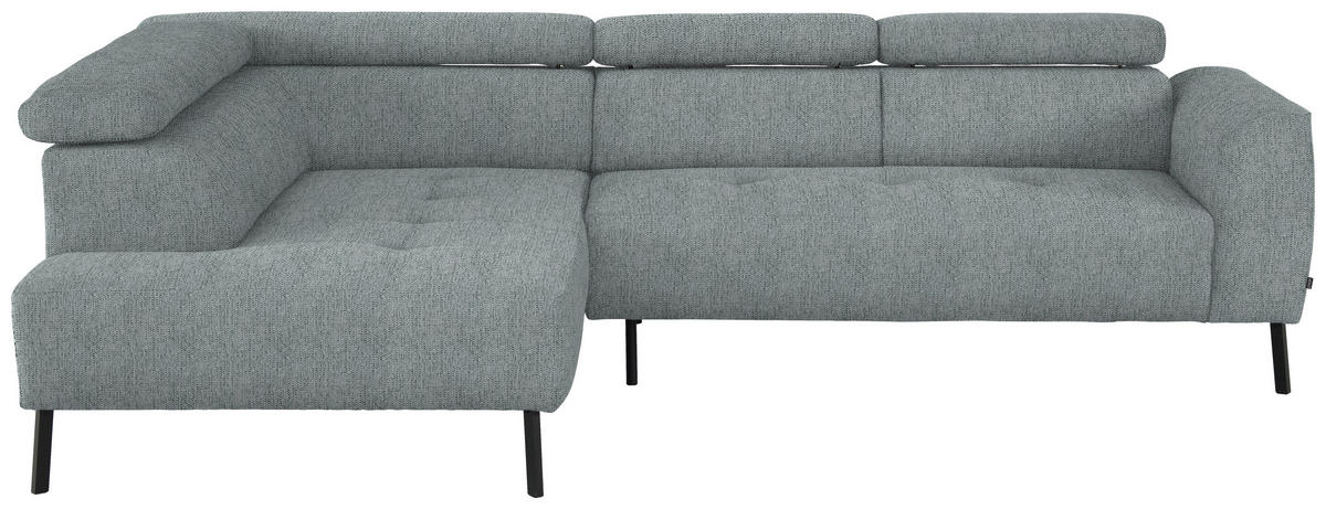 ECKSOFA in Webstoff Grau  205/280 cm  - Schwarz/Grau, Design, Textil/Metall (205/280cm) - Xora