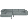 ECKSOFA in Webstoff Grau  205/280 cm  - Schwarz/Grau, Design, Textil/Metall (205/280cm) - Xora