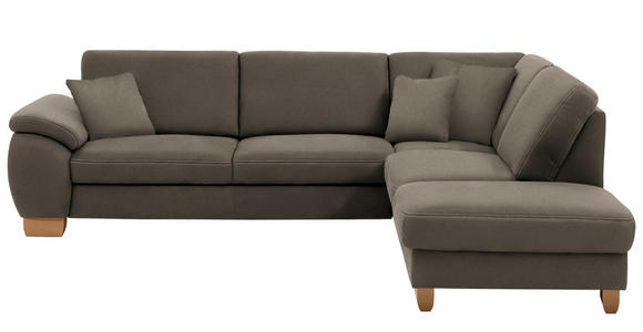 ECKSOFA in Mikrofaser Graubraun  286/236 cm  - Wildeiche/Graubraun, Natur, Holz/Textil (286/236cm) - Voleo