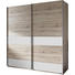 SCHWEBETÜRENSCHRANK in Weiß, Eichefarben - Eichefarben/Silberfarben, Design, Holzwerkstoff/Metall (135/198/64cm) - Carryhome SCHWEBETÜRENSCHRANK in Weiß, Eichefarben - Eichefarben/Silberfarben, Design, Holzwerkstoff/Metall (135/198/64cm) - Carryhome