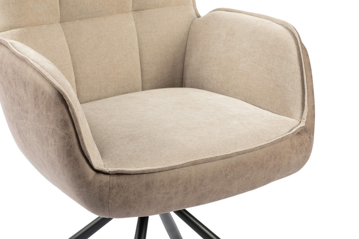 ARMLEHNSTUHL  Sitzfläche 180° drehbar Webstoff  Braun, Schwarz, Beige  - Beige/Schwarz, MODERN, Textil/Metall (60/87/63cm) - MID.YOU